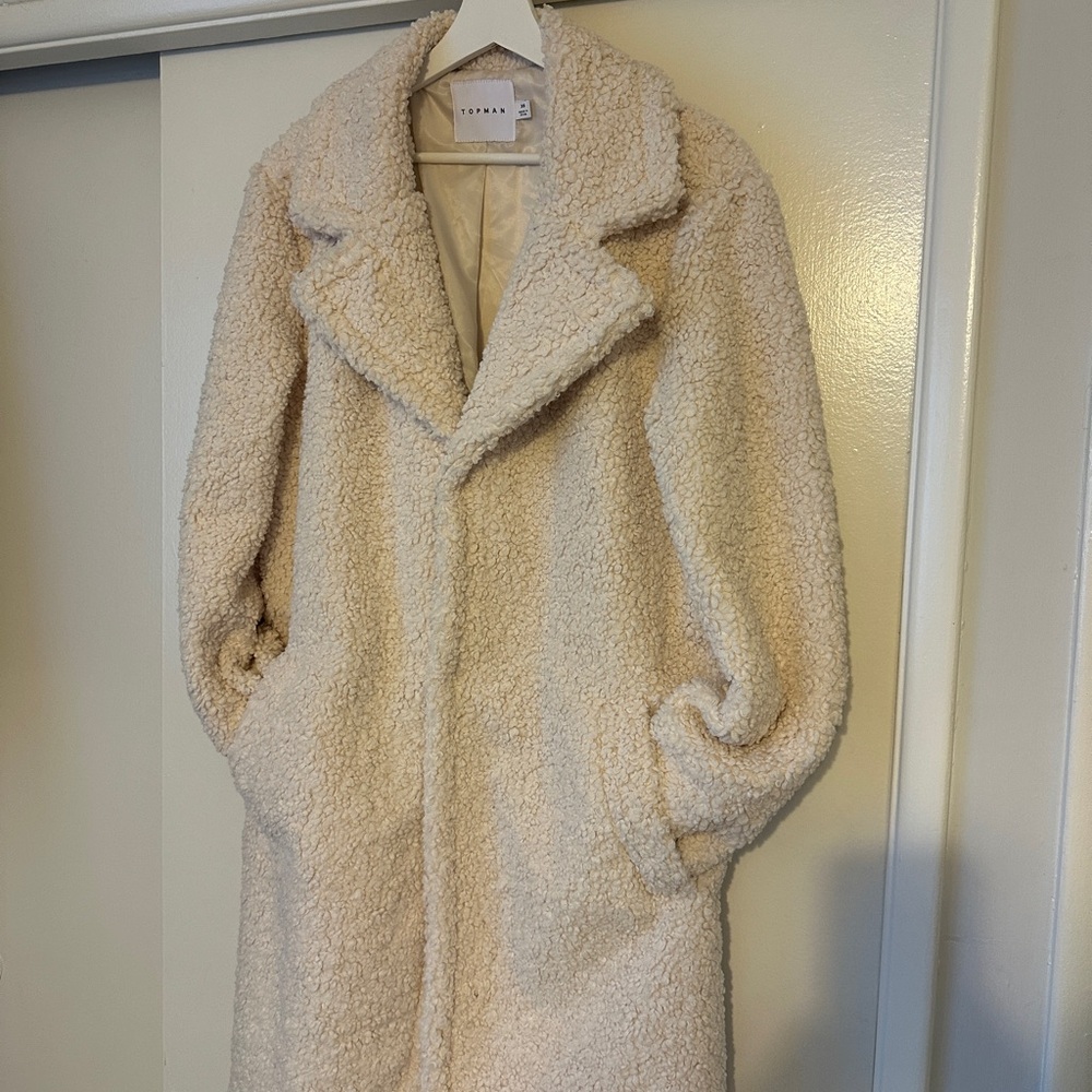 Topman Cream Teddy Coat